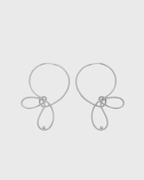 Large Fiocco Earrings with Pearl | Silver | Bar Jewellery