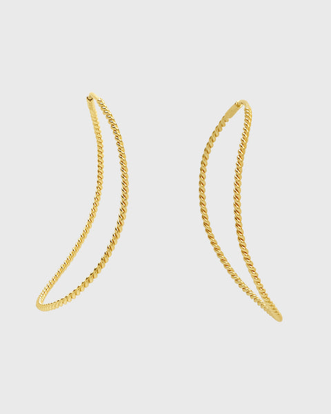 【BARJEWELLERY】TWISTED CONTOUR EARRINGS Twisted Contour Earrings Gold | Twisted Gold Stud Earrings | Bar