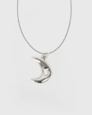 Abstract Moon Necklace | Silver