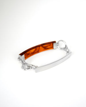 BAR Jewellery Sustainable Barette Bracelet With Clasp Opening, Silver And Coloured Resin