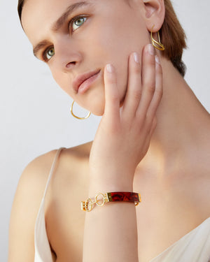 BAR Jewellery Sustainable Barette Bracelet With Clasp Opening, Gold And Coloured Resin