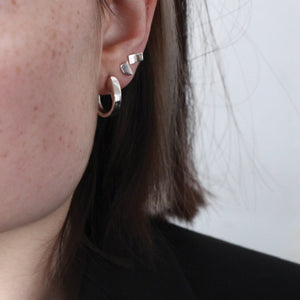 BAR Jewellery Sustainable Coppia And Taper Earrings In Recycled Sterling Silver, Worn On Ear