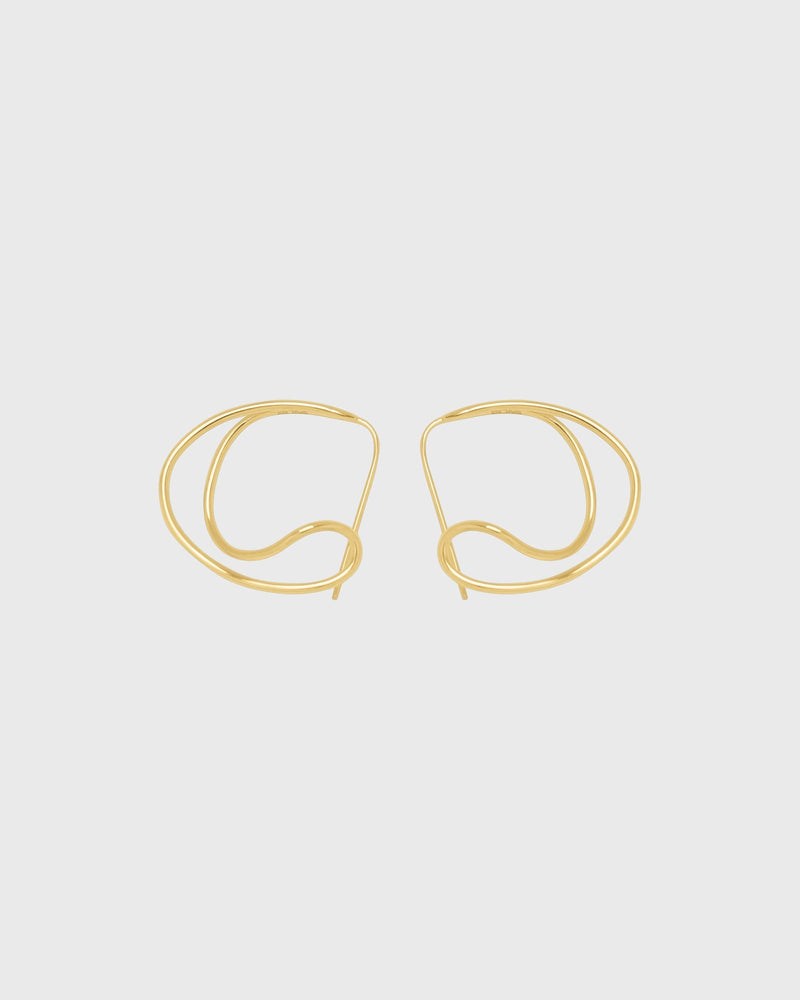 Sustainable and ethical unusual, lightweight gold plated silver hoop earrings by London Independent Jewelry brand  Bar Jewellery. 