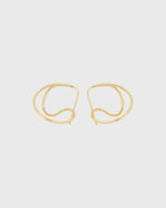 Sustainable and ethical unusual, lightweight gold plated silver hoop earrings by London Independent Jewelry brand  Bar Jewellery. 