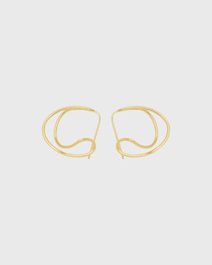 Sustainable and ethical unusual, lightweight gold plated silver hoop earrings by London Independent Jewelry brand  Bar Jewellery. 