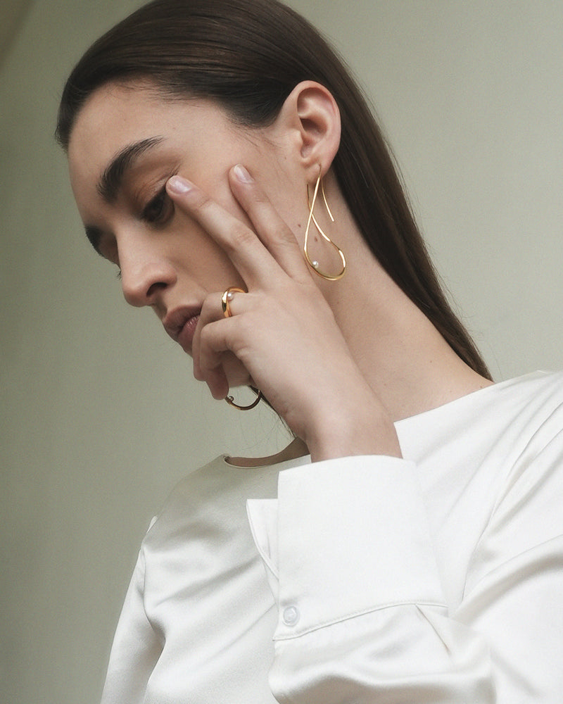 Drift Earrings with Pearl | Gold Plated