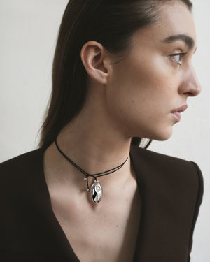 Nudge Necklace + Black Cord | Silver