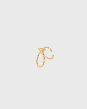 Sustainable and ethical unusual, lightweight gold plated silver ear cuff, no piercing needed, by London Independent Jewelry brand  Bar Jewellery. 