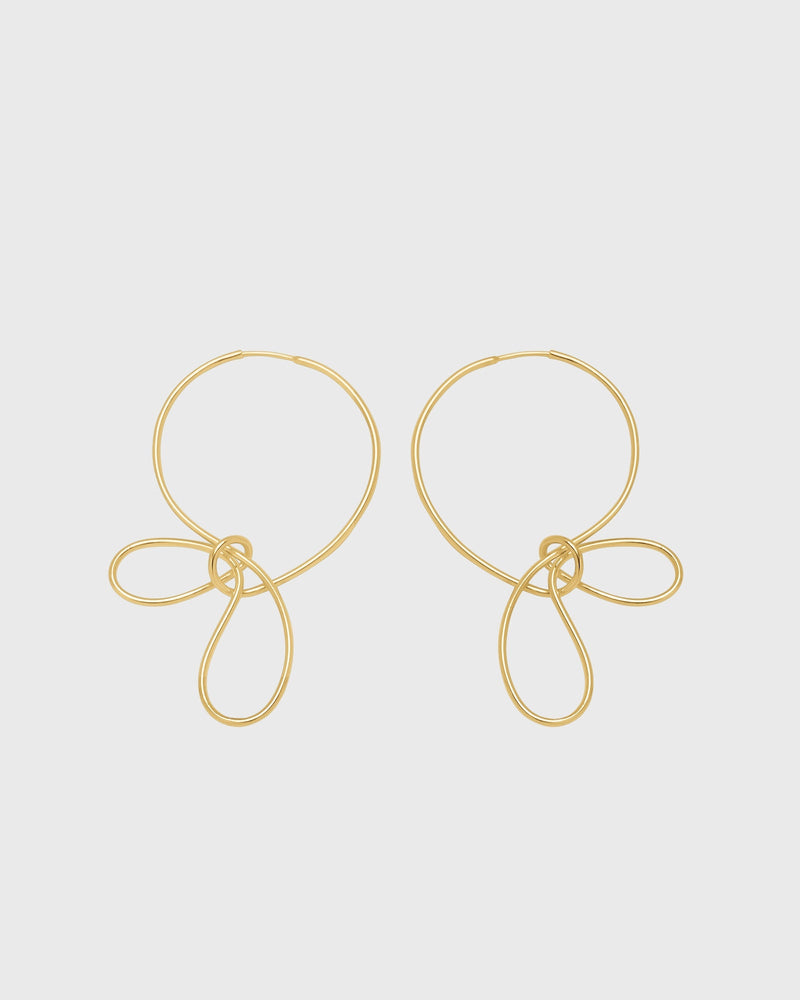 Sustainable and ethical unusual, lightweight gold plated silver hoop earrings by London Independent Jewelry brand  Bar Jewellery. 