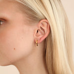 BAR Jewellery Sustainable Luna Stud Earrings In Gold, Placed On The Ear