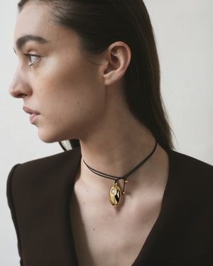 Nudge Necklace + Black Cord | Gold Plated