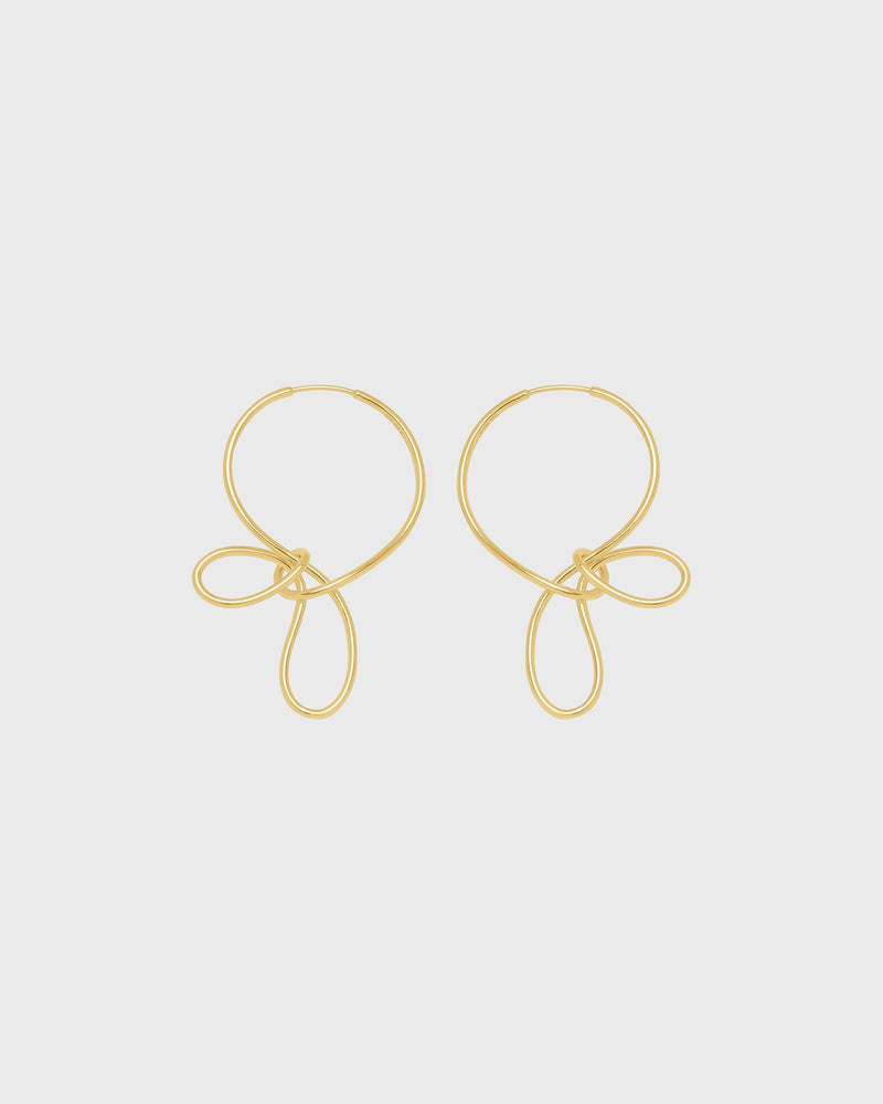 Sustainable and ethical unusual, lightweight gold plated silver hoop earrings by London Independent Jewelry brand  Bar Jewellery. 