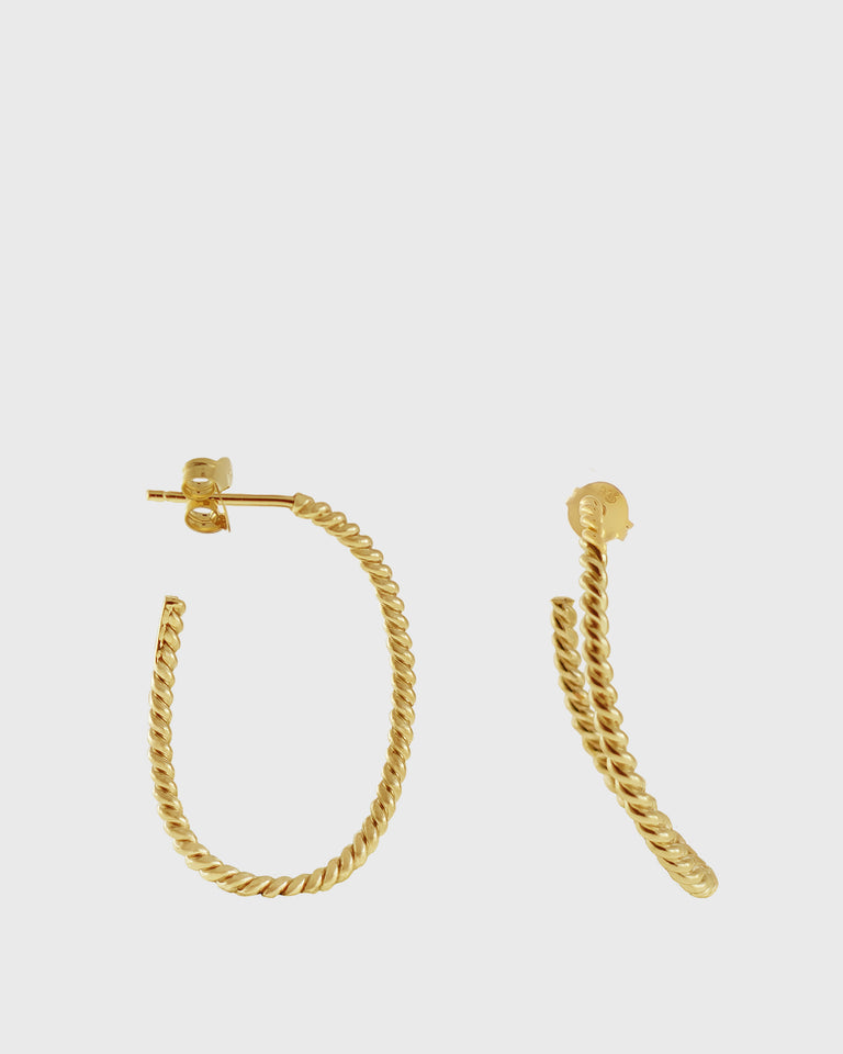 Twisted Elongated Hoop | Gold Plated