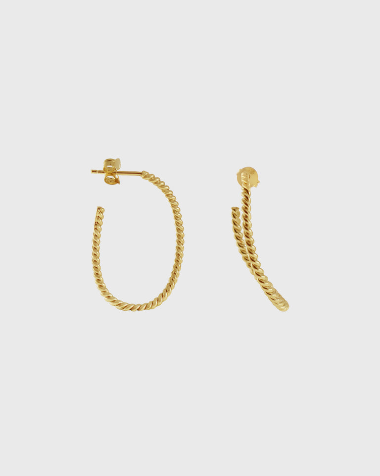 Twisted Elongated Hoop | Gold Plated