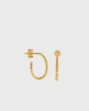 Twisted Small Hoop Earrings | Gold Plated
