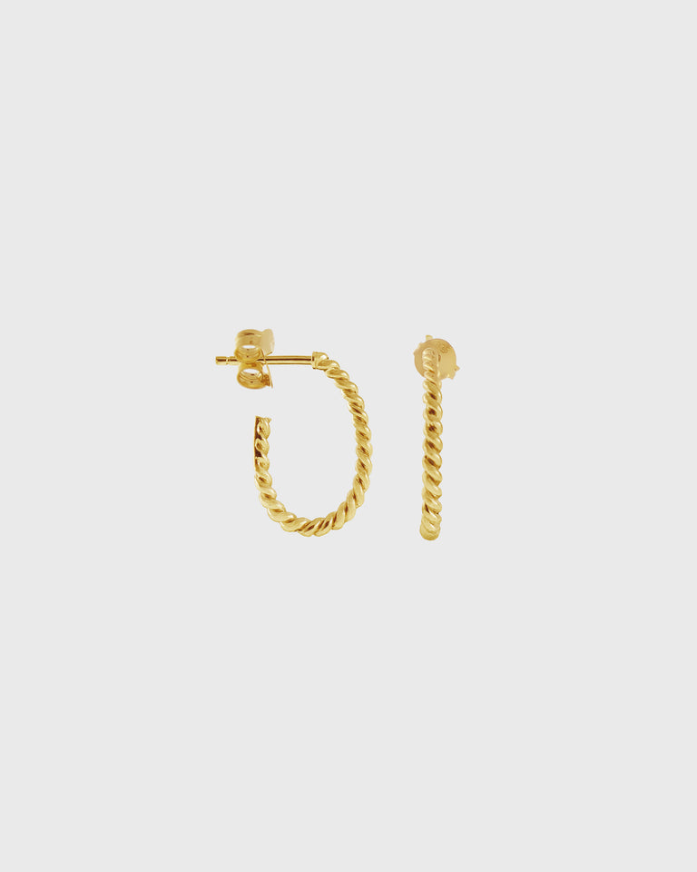 Twisted Small Hoop Earrings | Gold Plated