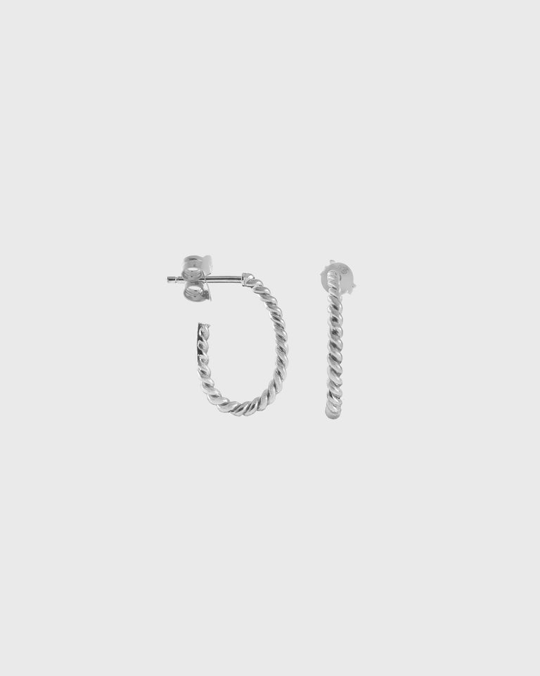 Twisted Small Hoop Earrings | Silver