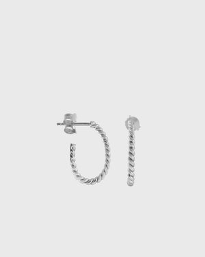 Twisted Small Hoop Earrings | Silver