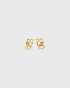 Two Hearts Earrings | Gold Plated