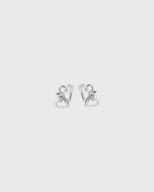 Two Hearts Earrings | Silver