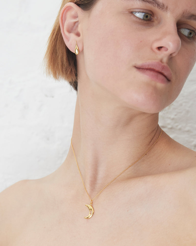 Gold plated moon pendant necklace