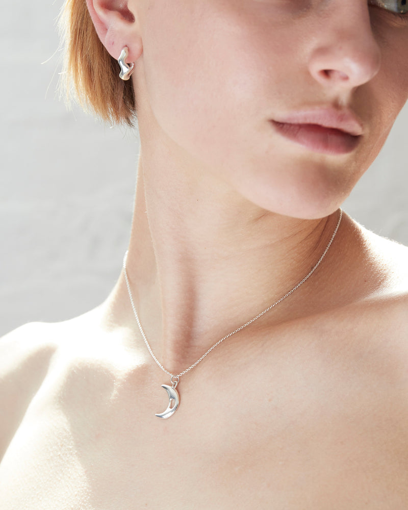 
            
                Load image into Gallery viewer, Solid Silver Moon Necklace
            
        