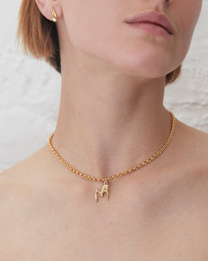 
            
                Load image into Gallery viewer, BAR Jewellery Sustainable Alphabet Necklace In Recycled Sterling Silver With Gold Plating - Letter A
            
        
