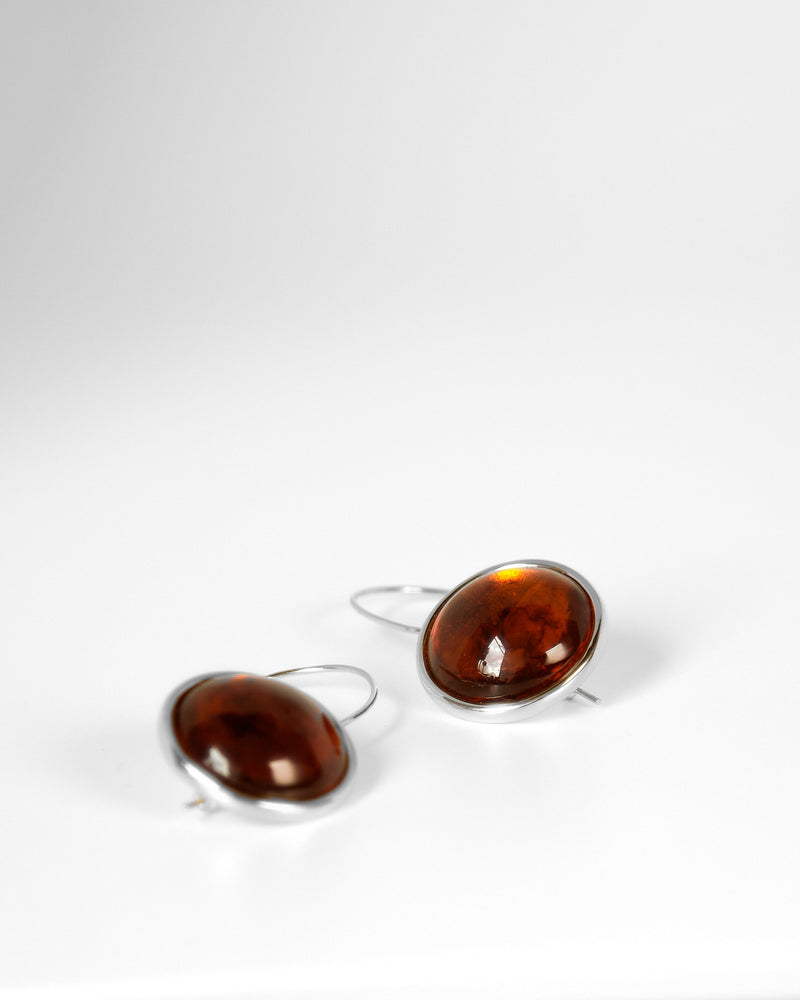 BAR Jewellery Sustainable Arp Earrings In Recycled Sterling Silver With Mahogany Resin