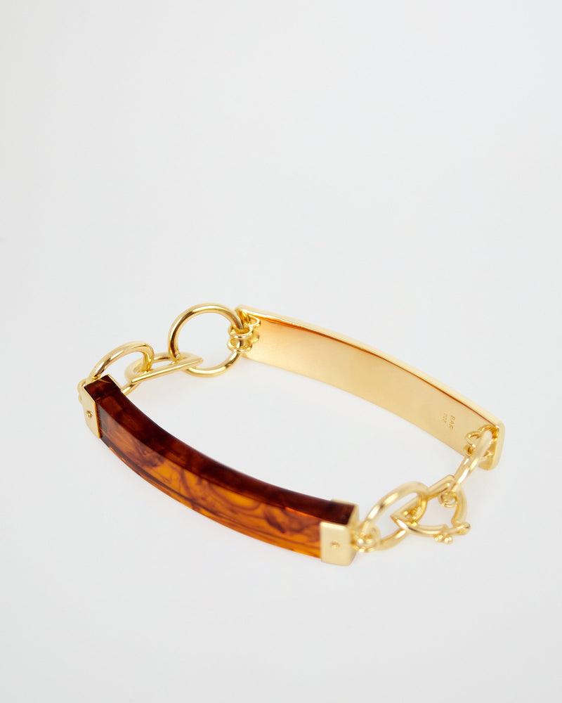
            
                Load image into Gallery viewer, BAR Jewellery Sustainable Barette Bracelet With Clasp Opening, Gold And Coloured Resin
            
        