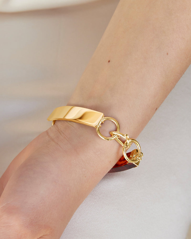 
            
                Load image into Gallery viewer, BAR Jewellery Sustainable Barette Bracelet With Clasp Opening, Gold And Coloured Resin
            
        