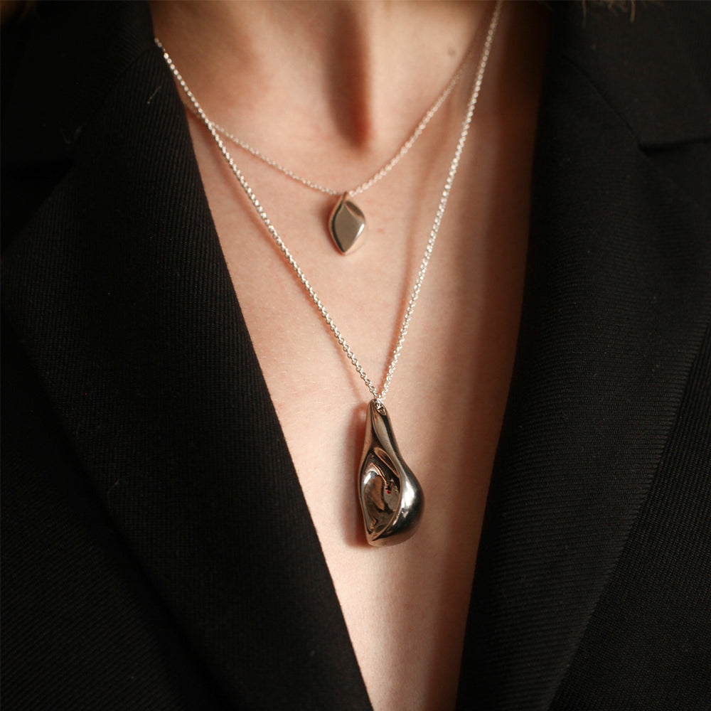 BAR Jewellery Sustainable Small Calla And Large Calla Necklaces In Silver