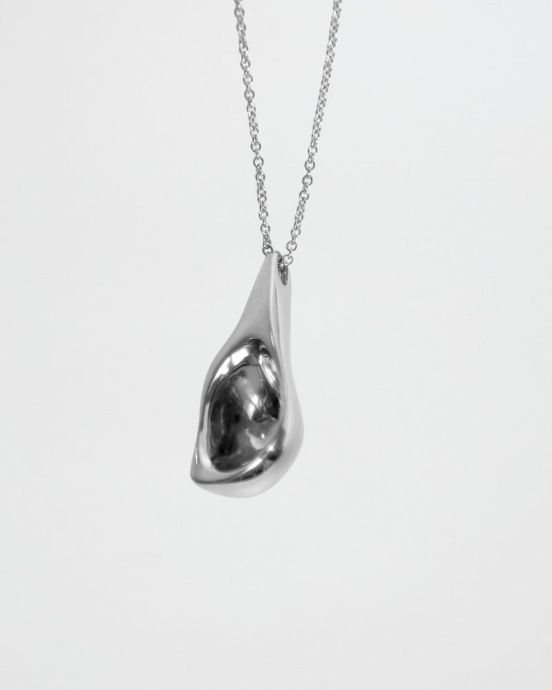 BAR Jewellery Sustainable Large Calla Necklace In Silver, Back View