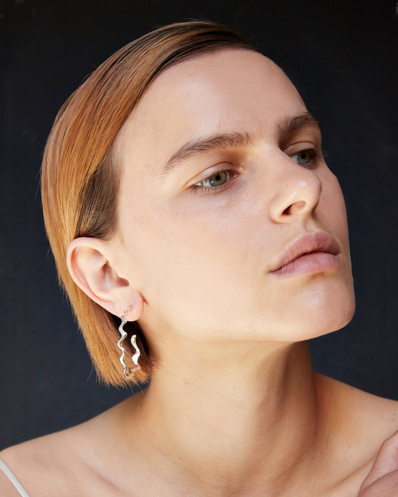 
            
                Load image into Gallery viewer, Large Scribble Earrings | Silver
            
        