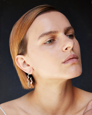 Large Scribble Earrings | Silver