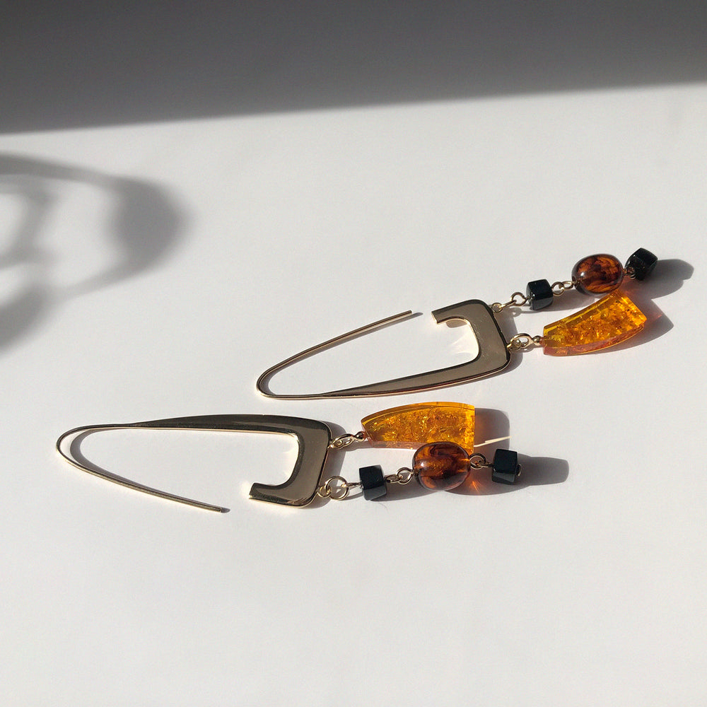 
            
                Load image into Gallery viewer, BAR Jewellery Sustainable Rise Earrings In Gold With Coloured Resin
            
        
