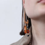 BAR Jewellery Sustainable Rise Earrings In Gold With Coloured Resin, Placed On Ear