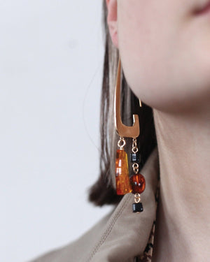 BAR Jewellery Sustainable Rise Earrings In Gold With Coloured Resin, Placed On Ear