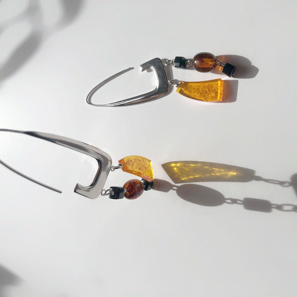 BAR Jewellery Sustainable Rise Earrings In Silver With Coloured Resin