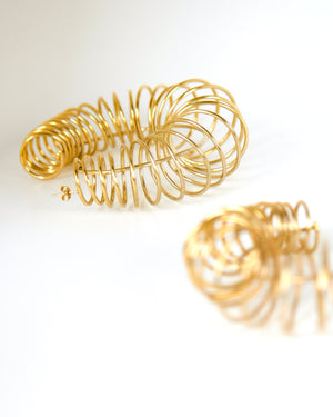 BAR Jewellery Sustainable Statement Spring Earrings In Gold