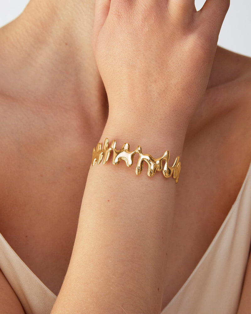 BAR Jewellery Sustainable Vega Bracelet In Gold, Worn On Wrist