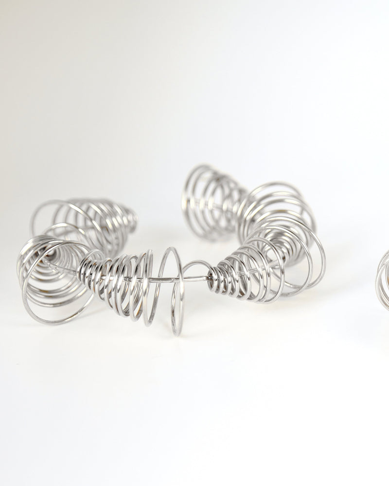 
            
                Load image into Gallery viewer, BAR Jewellery Sustainable Vitesse Earrings In Silver Hoop Style, Worn On Ear
            
        