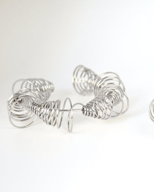
            
                Load image into Gallery viewer, BAR Jewellery Sustainable Vitesse Earrings In Silver Hoop Style, Worn On Ear
            
        