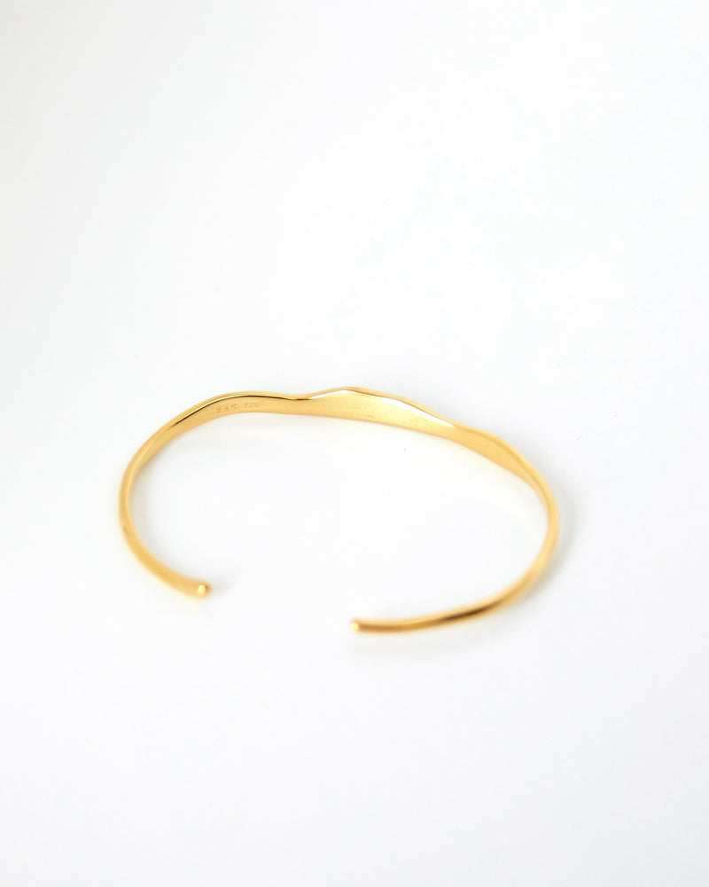 
            
                Load image into Gallery viewer, BAR Jewellery Sustainable Wide Ripple Bracelet In Gold, Back View
            
        