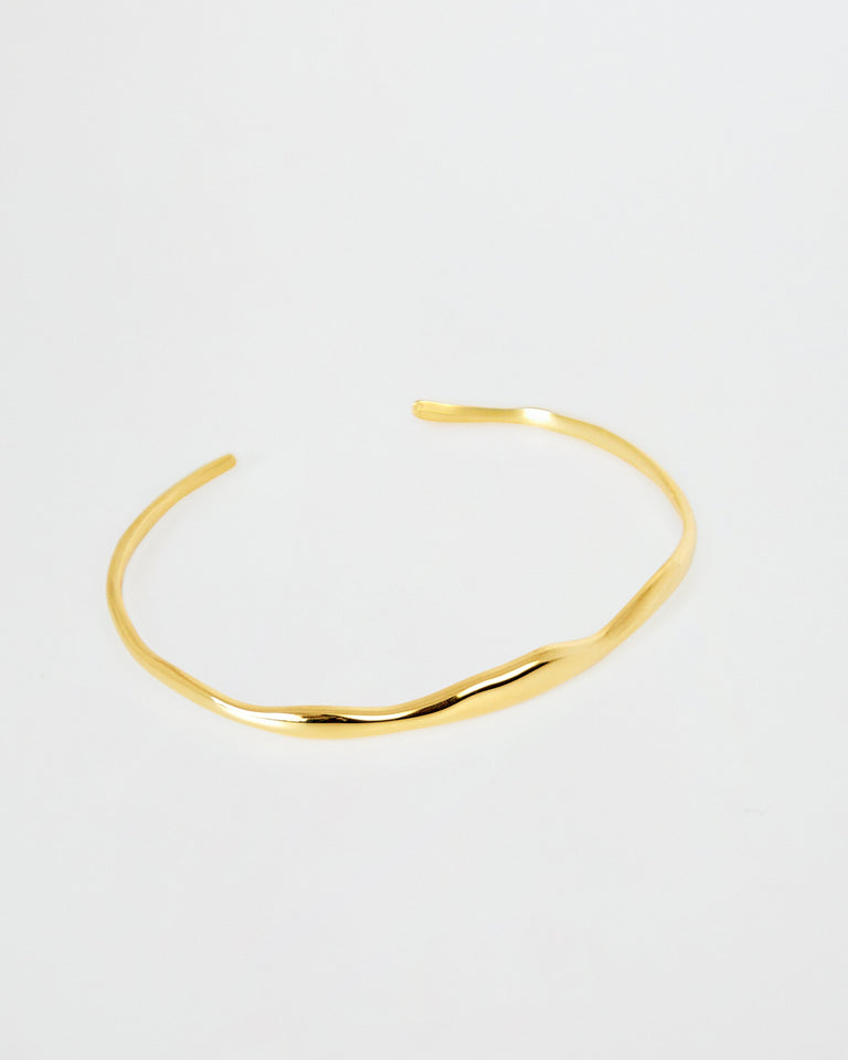 BAR Jewellery Sustainable Wide Ripple Bracelet In Gold