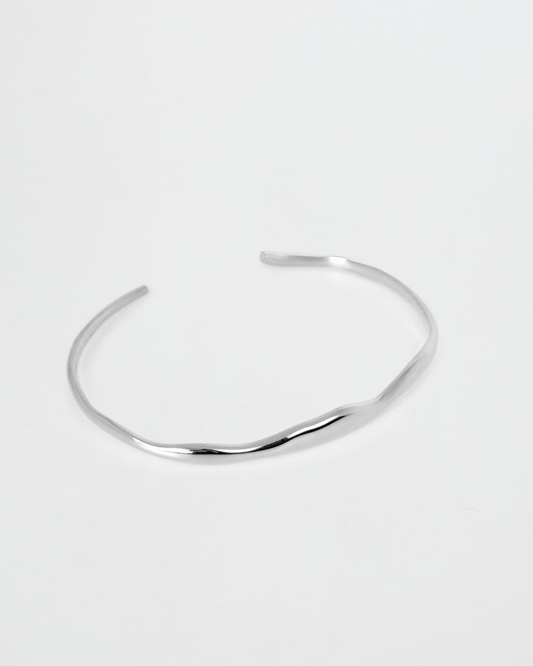BAR Jewellery Sustainable Wide Ripple Bracelet In Silver