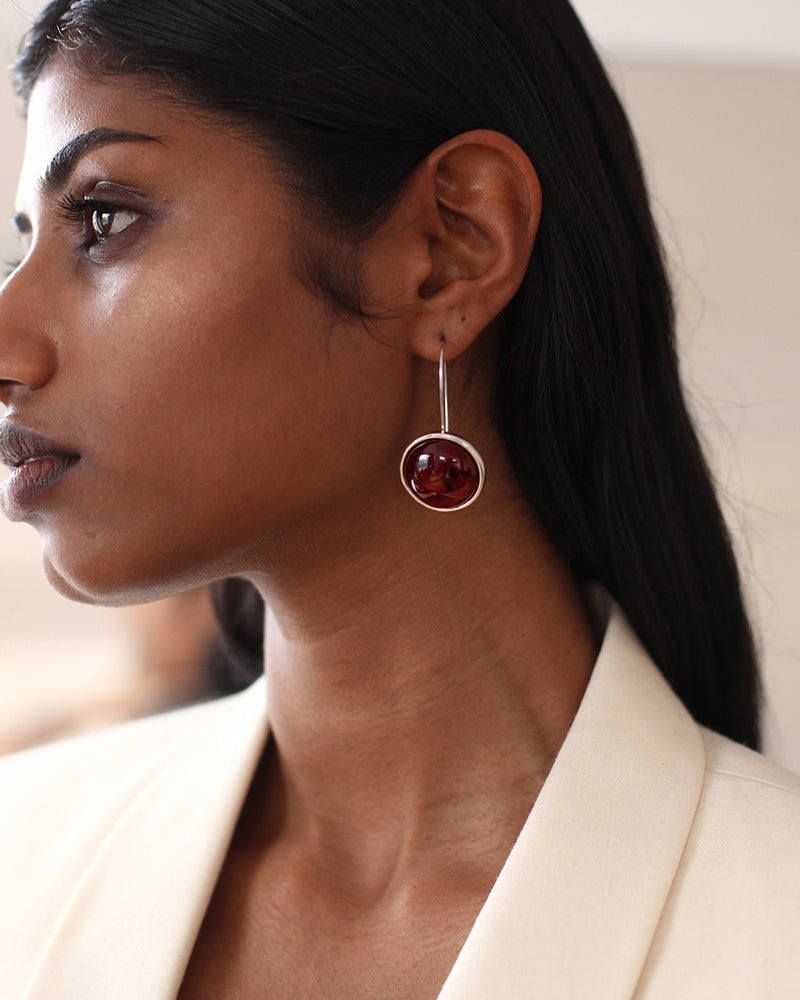 Arp Earrings | Silver + Mahogany